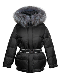 Куртка зимняя женская PDA 374548 черный мех чернобурка